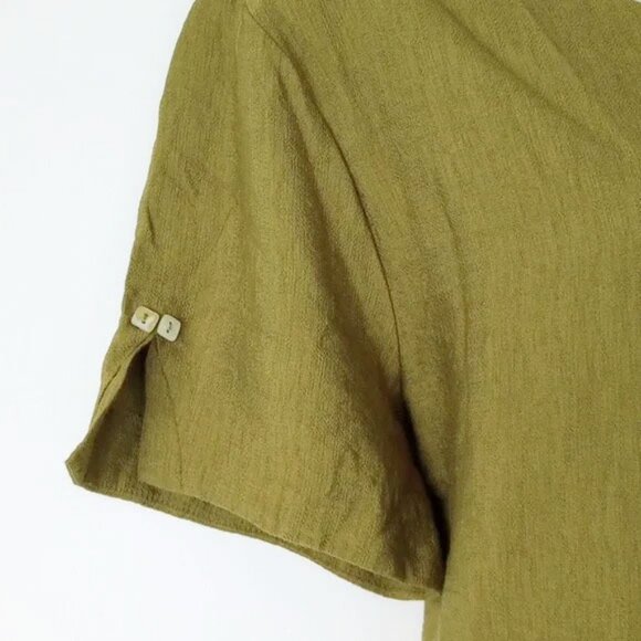 Niche Nilgun Derman Short Sleeve Woven Blouse L Olive Green 50OFF3 - Picture 2 of 6